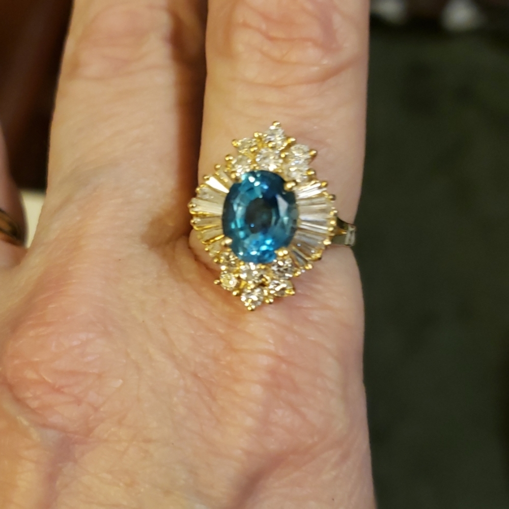 Diamond and topaz cocktail ring